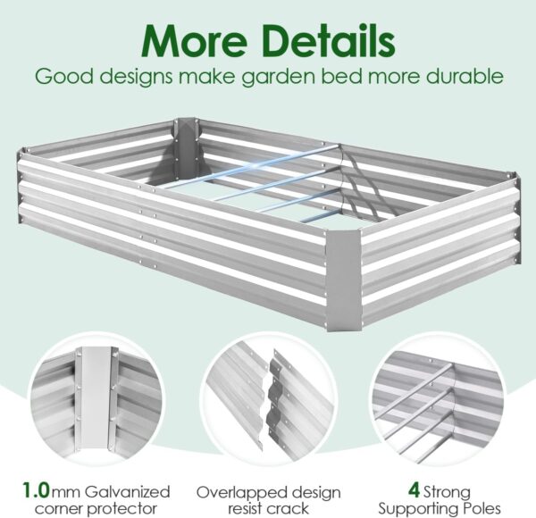 Quictent Raised Garden Bed with Cover Outdoor Galvanized Metal Planter Box Kit - Image 7