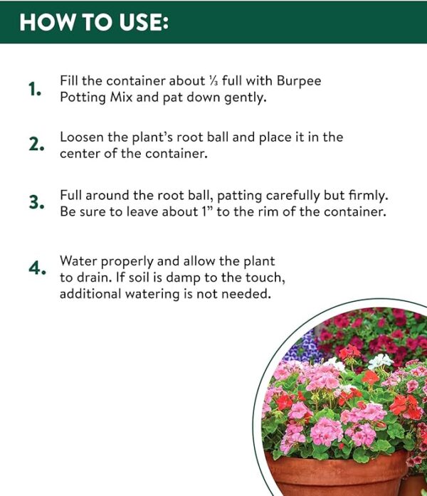 Burpee, 9 Quarts | Premium Organic Potting Natural Soil Mix Food Ideal for Container Garden-Vegetable, Flower & Herb Use for Indoor Outdoor Plant - Image 4