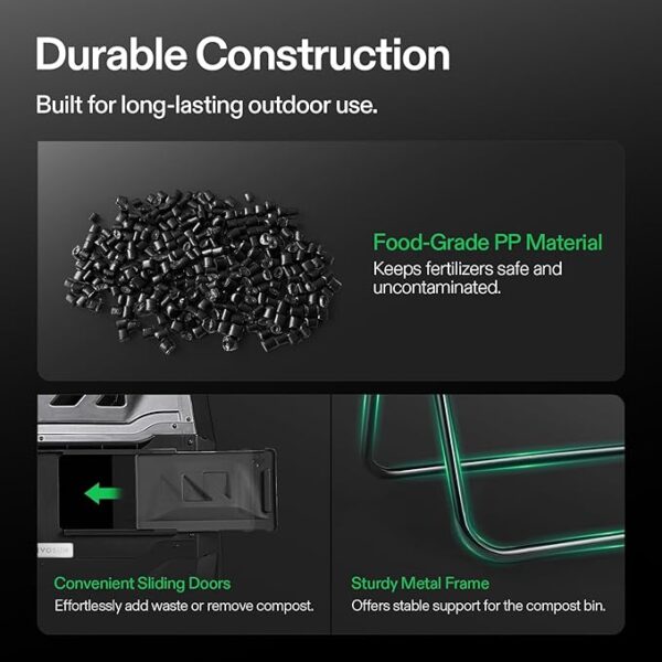 VIVOSUN Outdoor Tumbling Composter Dual Rotating Batch Compost Bin, 43 Gallon Black Door - Image 5