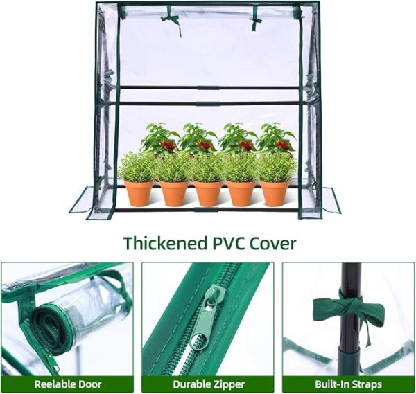 Mini Greenhouse for Indoor Outdoor: Ohuhu Tabletop Portable Green House with Waterproof Pad for Small Plants Nursery Germination, 36"x18"x33" Heavy-Duty Cover Tent Humidity Dome Seedling Accessory - Image 2
