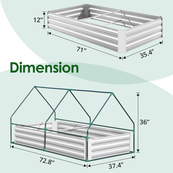 Quictent Raised Garden Bed with Cover Outdoor Galvanized Metal Planter Box Kit - Image 5