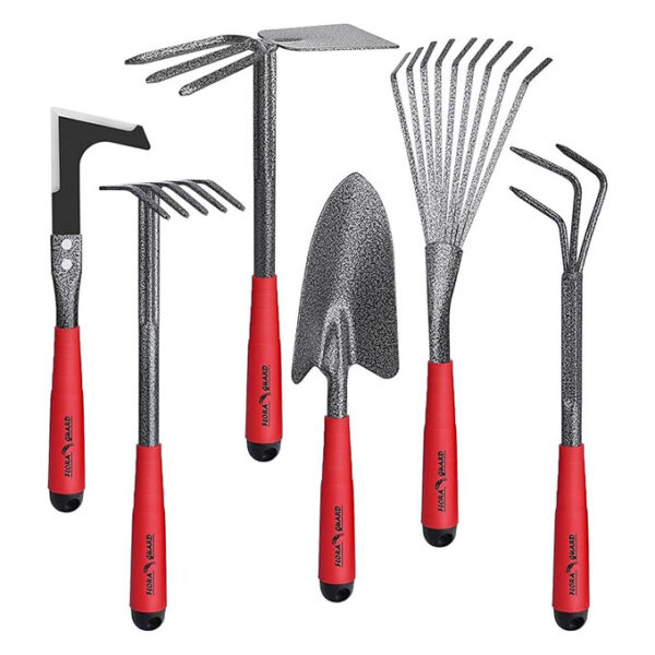 FLORA GUARD Garden Tool Set, 6 Piece Heavy Duty, Large Size Gardening Tools