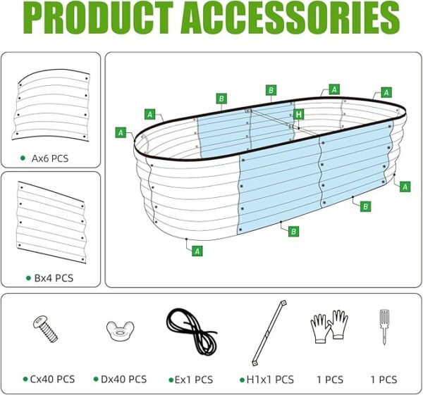 SnugNiture Galvanized Raised Garden Bed Outdoor, 2 Pcs 4x2x1ft Oval Metal Planter Box for Planting Plants Vegetables, Brown - Image 5