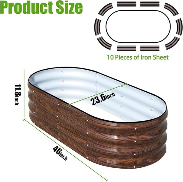 SnugNiture Galvanized Raised Garden Bed Outdoor, 2 Pcs 4x2x1ft Oval Metal Planter Box for Planting Plants Vegetables, Brown - Image 3