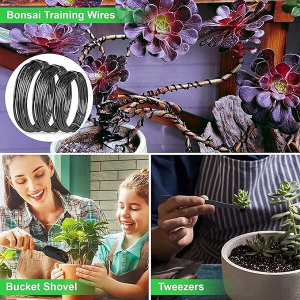 Bonsai Tools Kit- 24 PCS Bonsai Tree Kit Tools for Beginners, Bonsai Tool Set Bonsai Starter Trimming Care Kit Include Pruning Shears, Scissors, PU Leather Bag, Bonsai Pruning Kit for Women & Men - Image 4