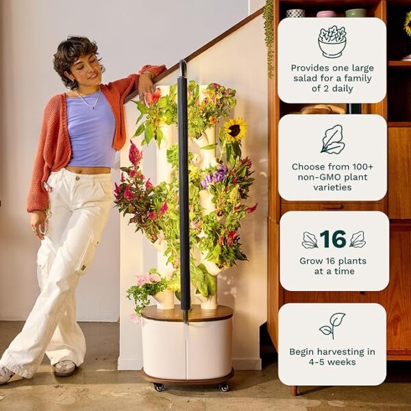 Gardyn Studio Hydroponics Growing System Kit & Vertical Indoor Garden Planter |  Smart Herb Garden | Includes 16 Non-GMO Indoor Plants, Herbs, Vegetables &  LED Grow Light for Your Home Gardening System - Image 2