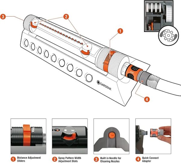 Gardena 1975-U AquaZoom Oscillating Sprinkler - Image 4