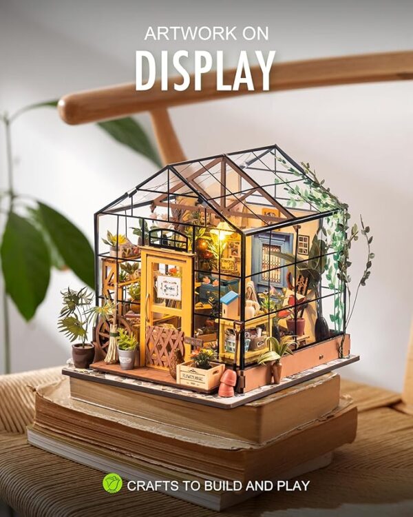 Rolife DIY Miniature House Kit Greenhouse, Tiny House Kit for Adults to Build, Mini House Making Kit with Furniture, Halloween/Christmas Decorations/Gifts for Family and Friends (Cathy's Greenhouse) - Image 3
