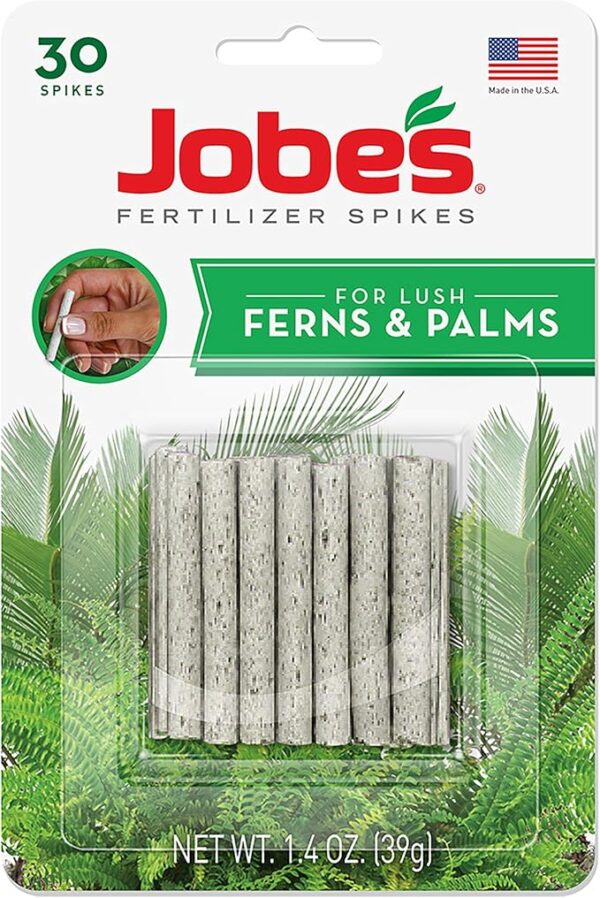Jobe's Plant Food Fertilizer Spikes, Easy Plant Care for All Ferns and Palm Plants, 30 Count